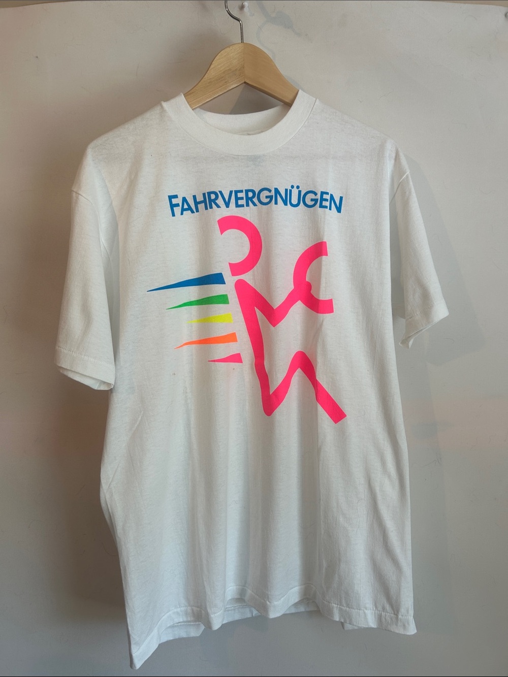 Vintage VW Fahrvergnügen White Tee size large Volkswagen
